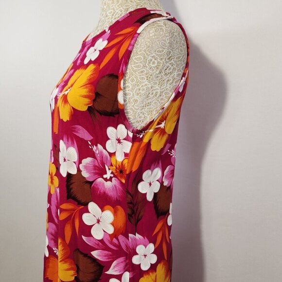 Bali Chic Women's Size Small Tropical Floral Print Sleeveless Maxie Dress Beach - Picture 7 of 13